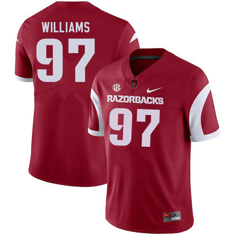 Men #97 Jalen Williams Arkansas Razorbacks College Football Jerseys Sale-Cardinal